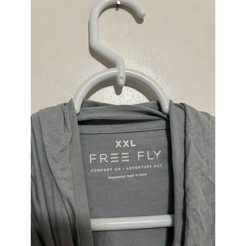 Free Fly Mens Bamboo Lightweight Hoodie Aspen Grey UPF 20 XXL NWT - Picture 4 of 5